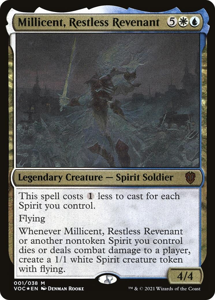 Millicent, Restless Revenant (Display Commander) - Thick Stock (1) (Commander: Innistrad: Crimson Vow)
