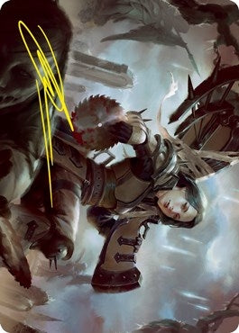 Sawblade Slinger Art Card (Gold-Stamped Signature) (54) (Art Series: Innistrad: Crimson Vow)