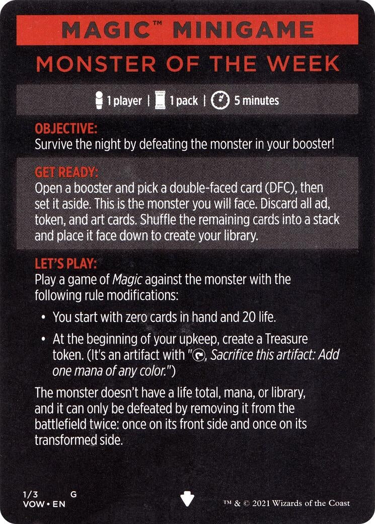 Magic Minigame: Monster of The Week (1) (Innistrad: Crimson Vow)
