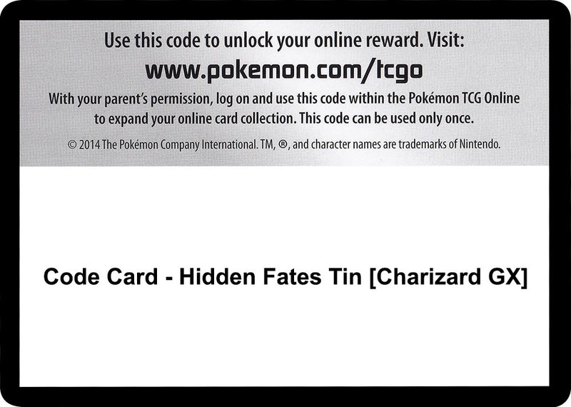 Image for Code Card - Hidden Fates Tin [Charizard GX] (Hidden Fates) - Pokemon