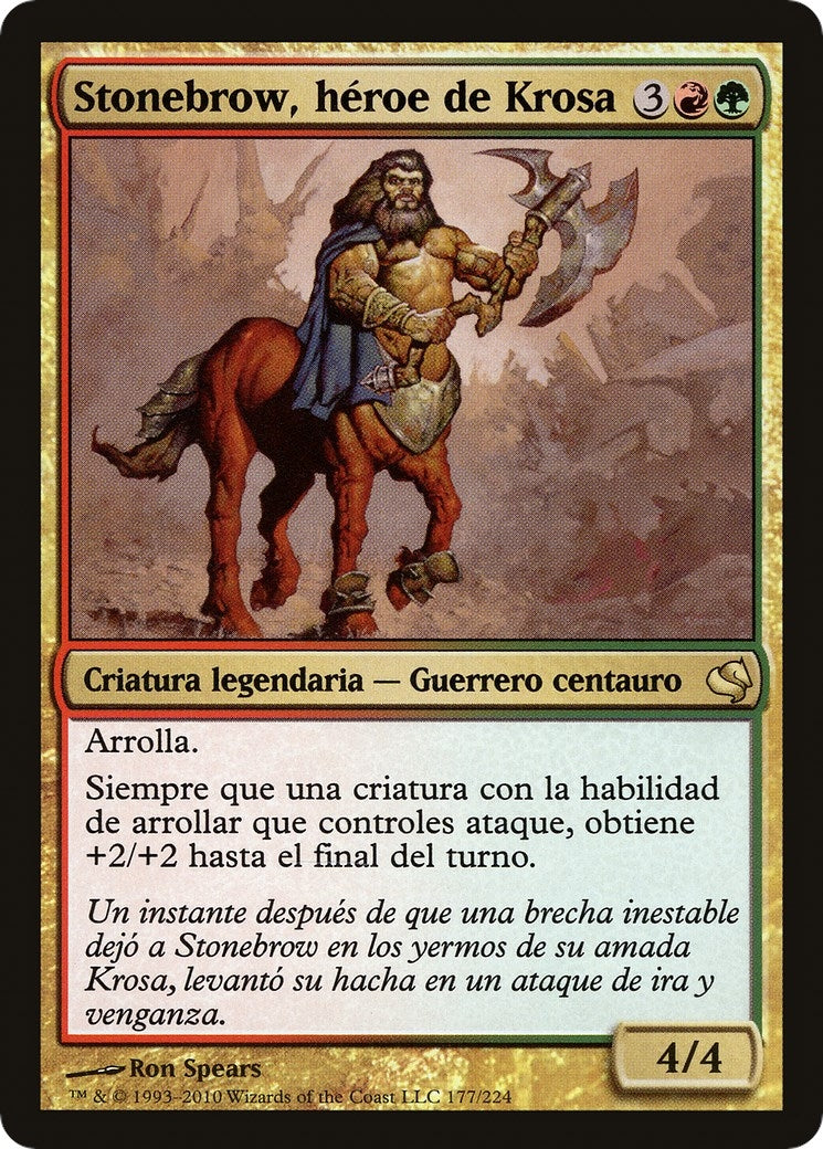 Stonebrow, Krosan Hero (Spanish) - "Stonebrow, heroe de Krosa" (177) (Magic Encyclopedia 2011 (Salvat))