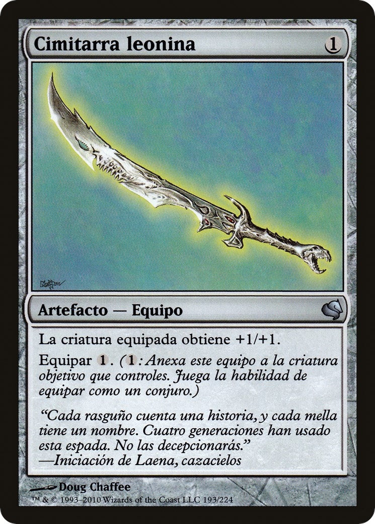 Leonin Scimitar (Spanish) - "Cimitarra leonina" (193) (Magic Encyclopedia 2011 (Salvat))