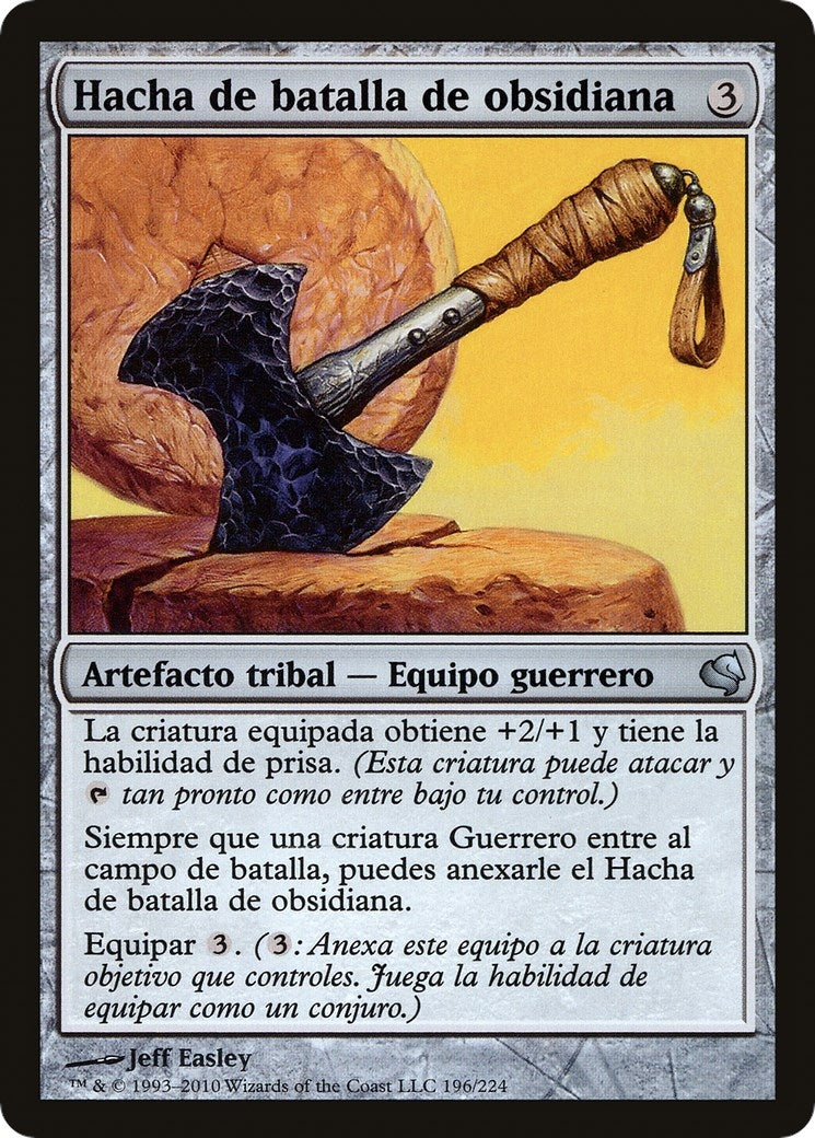 Obsidian Battle-Axe (Spanish) - "Hacha de batalla de obsidiana" (196) (Magic Encyclopedia 2011 (Salvat))