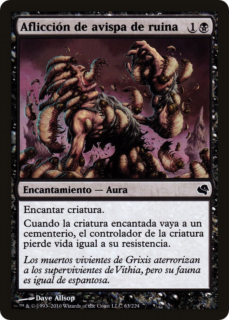 Banewasp Affliction (Spanish) - "Afliccion de avispa de ruina" (63) (Magic Encyclopedia 2011 (Salvat))