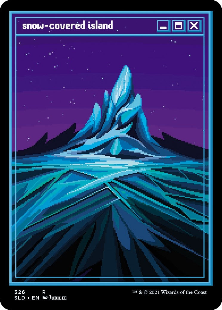 Snow-Covered Island (PixelSnowLands.jpg) (326) (Secret Lair Drop Series)
