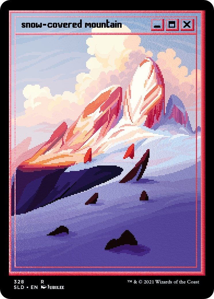 Snow-Covered Mountain (PixelSnowLands.jpg) (Foil Etched) (328) (Secret Lair Drop Series)