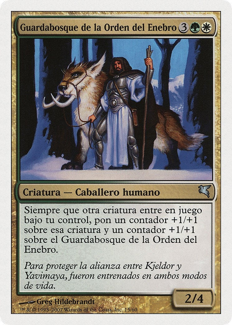 Juniper Order Ranger (Spanish) - "Guardabosque de la Orden del Enebro" (J15) (Magic Encyclopedia 2005 (Salvat/Hachette))