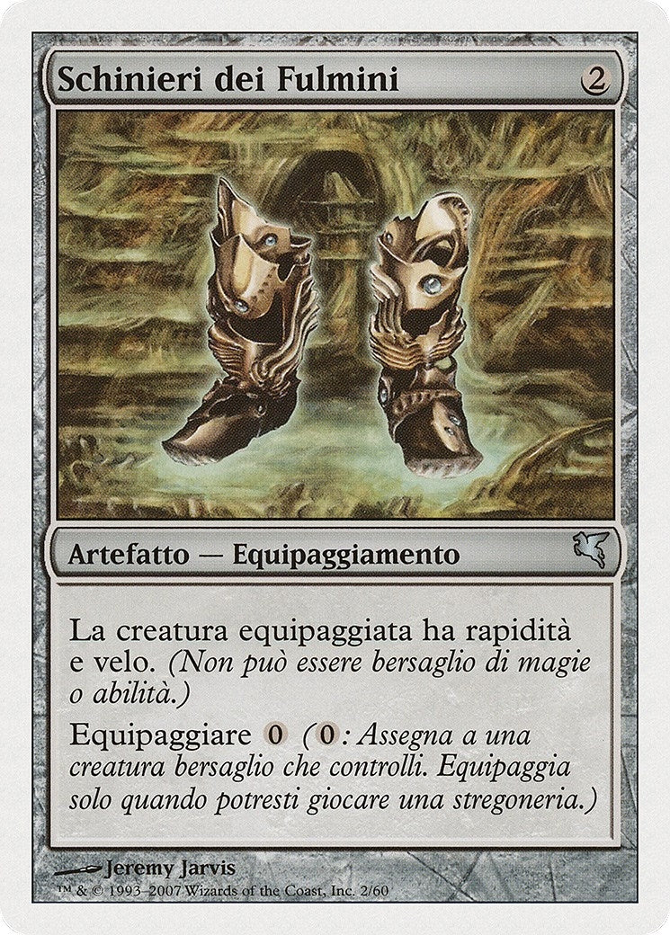 Lightning Greaves (Italian) - "Schinieri dei Fulmini" (L2) (Magic Encyclopedia 2005 (Salvat/Hachette))