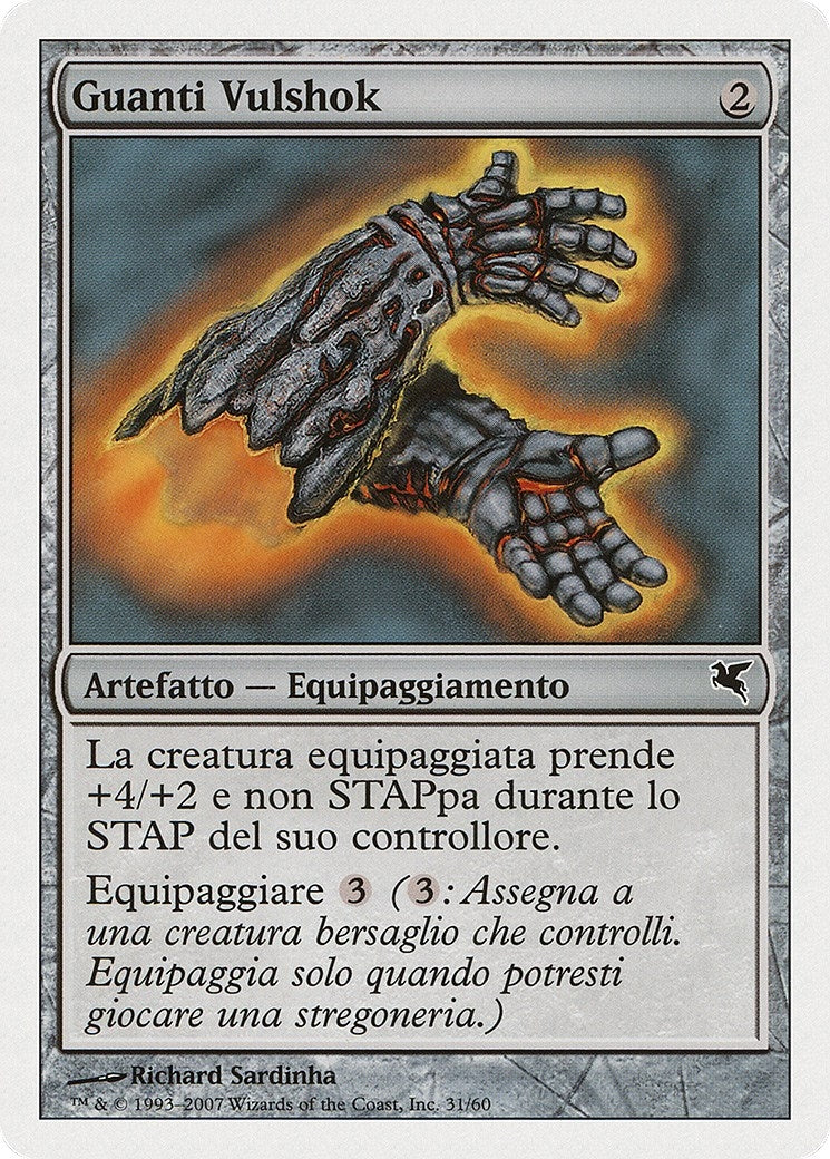 Vulshock Gauntlets (Italian) - "Guanti Vulshok" (L31) (Magic Encyclopedia 2005 (Salvat/Hachette))