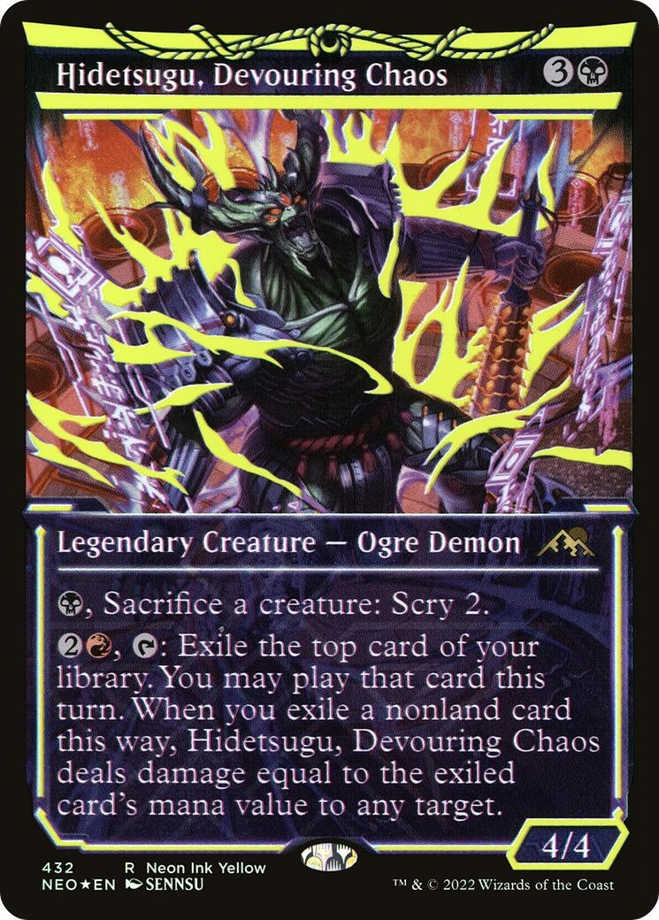 Hidetsugu, Devouring Chaos (Neon Yellow) (WPN Exclusive) (432) (Kamigawa: Neon Dynasty)
