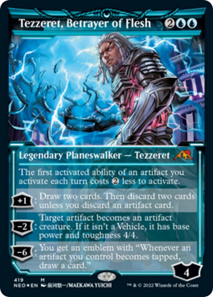 Tezzeret, Betrayer of Flesh (Showcase) (Foil Etched) (419) (Kamigawa: Neon Dynasty)
