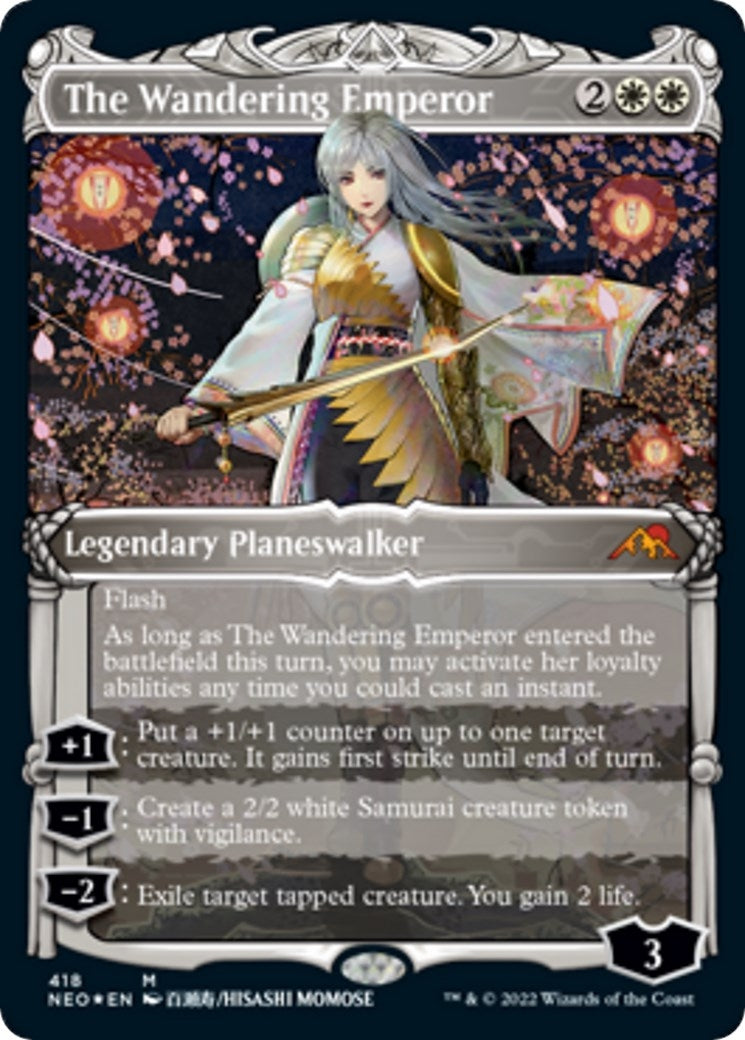 The Wandering Emperor (Showcase) (Foil Etched) (418) (Kamigawa: Neon Dynasty)