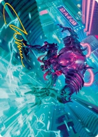 Surgehacker Mech Art Card (Gold-Stamped Signature) (45) (Art Series: Kamigawa: Neon Dynasty)