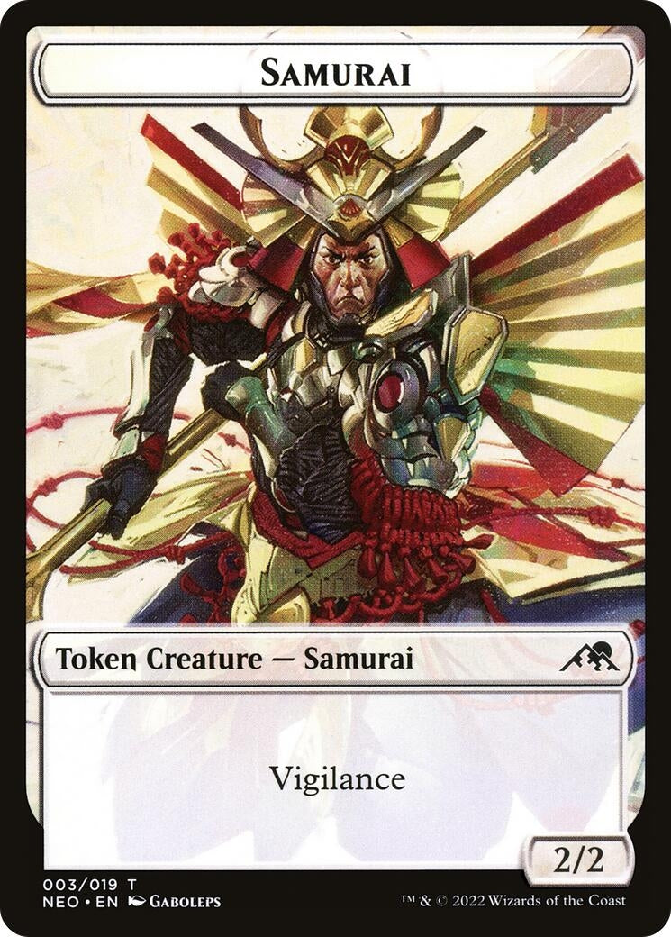 Samurai (003) // Construct (006) Double-sided Token (3 // 6) (Kamigawa: Neon Dynasty)