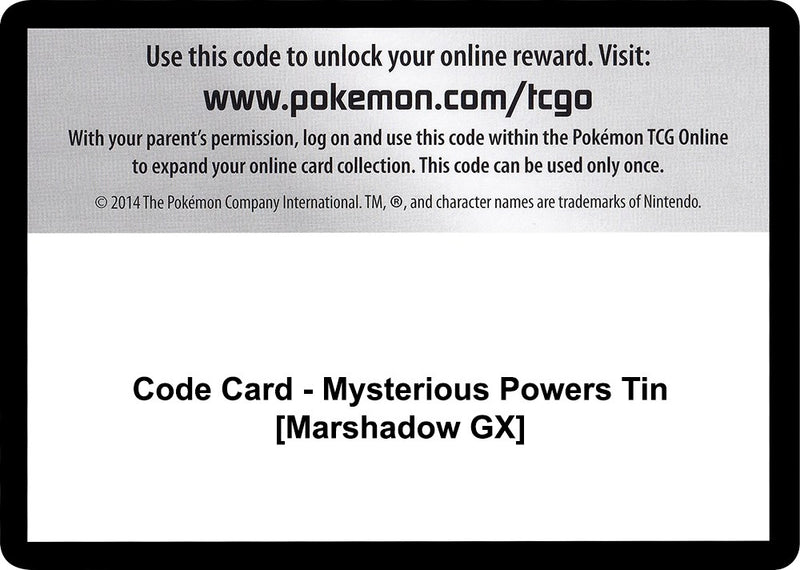 Image for Code Card - Mysterious Powers Tin [Marshadow GX] (SM - Burning Shadows) - Pokemon