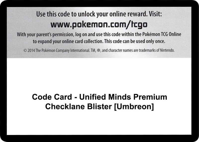 Image for Code Card - Unified Minds Premium Checklane Blister [Umbreon] (SM - Unified Minds) - Pokemon