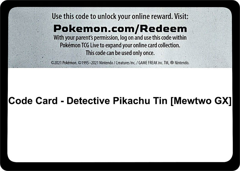 Image for Code Card - Detective Pikachu Tin [Mewtwo GX] (Detective Pikachu) - Pokemon