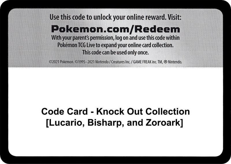 Image for Code Card - Knock Out Collection [Lucario, Bisharp, and Zoroark] (Miscellaneous Cards & Products) - Pokemon