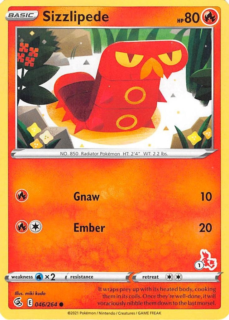 Image for Sizzlipede - 046/264 (#1 Cinderace Stamped) (046/264) (Battle Academy 2022) - Pokemon