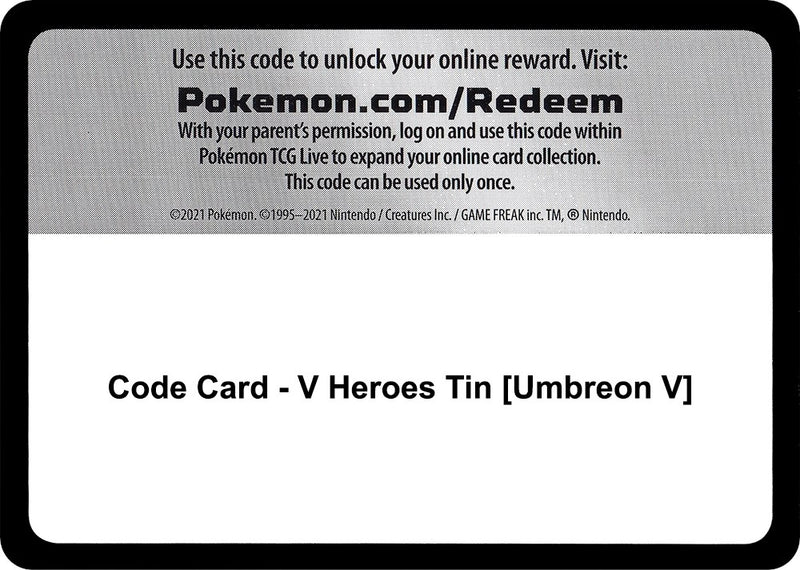 Image for Code Card - V Heroes Tin [Umbreon V] (Miscellaneous Cards & Products) - Pokemon
