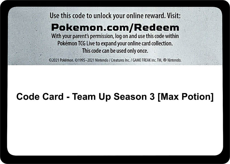 Image for Code Card - Team Up Season 3 [Max Potion] (SM - Team Up) - Pokemon
