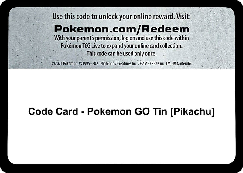 Image for Code Card - Pokemon GO Tin [Pikachu] (Pokemon GO) - Pokemon