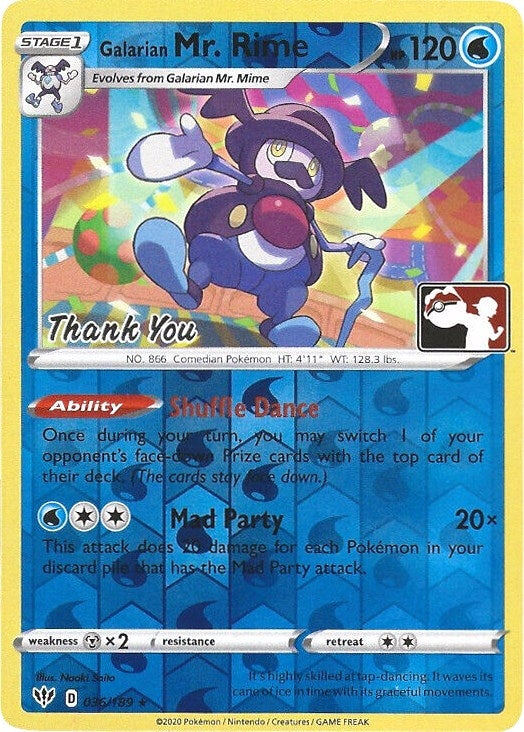 Image for Galarian Mr. Rime - 036/189 (Pokemon League) [Thank You] (036/189) (Miscellaneous Cards & Products) - Pokemon