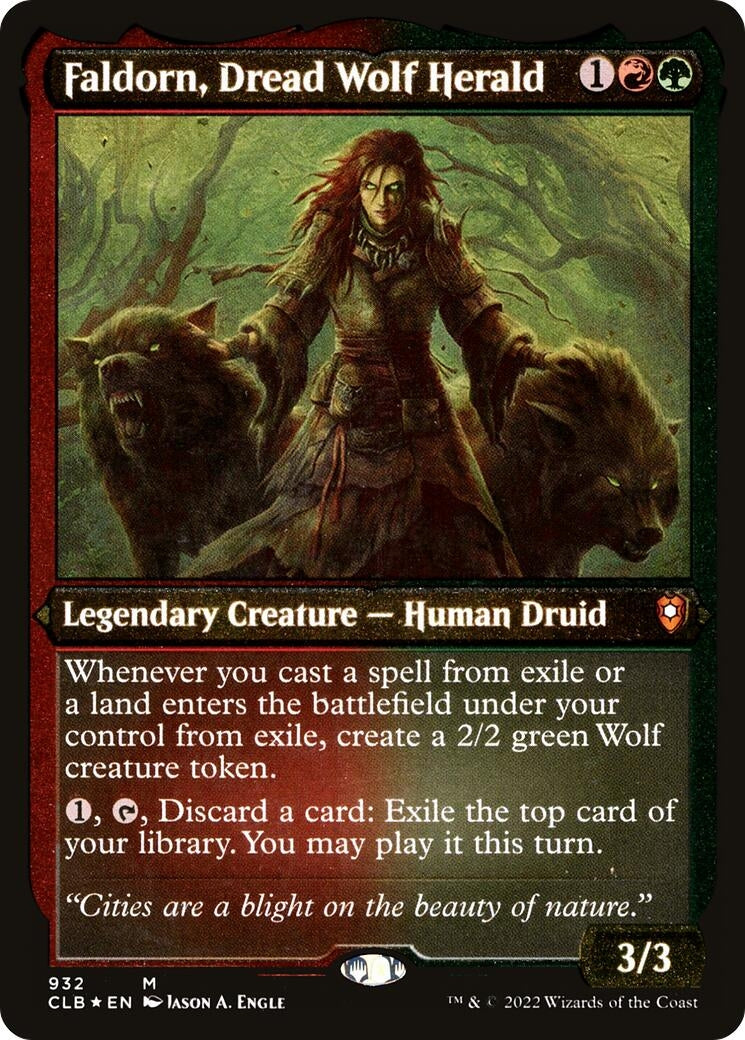 Faldorn, Dread Wolf Herald (Display Commander) - Thick Stock (932) (Commander Legends: Battle for Baldur's Gate)