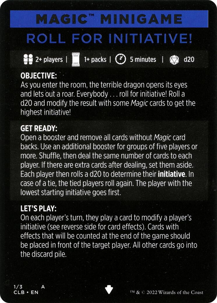 Magic Minigame: Roll for Initiative! (1) (Commander Legends: Battle for Baldur's Gate)