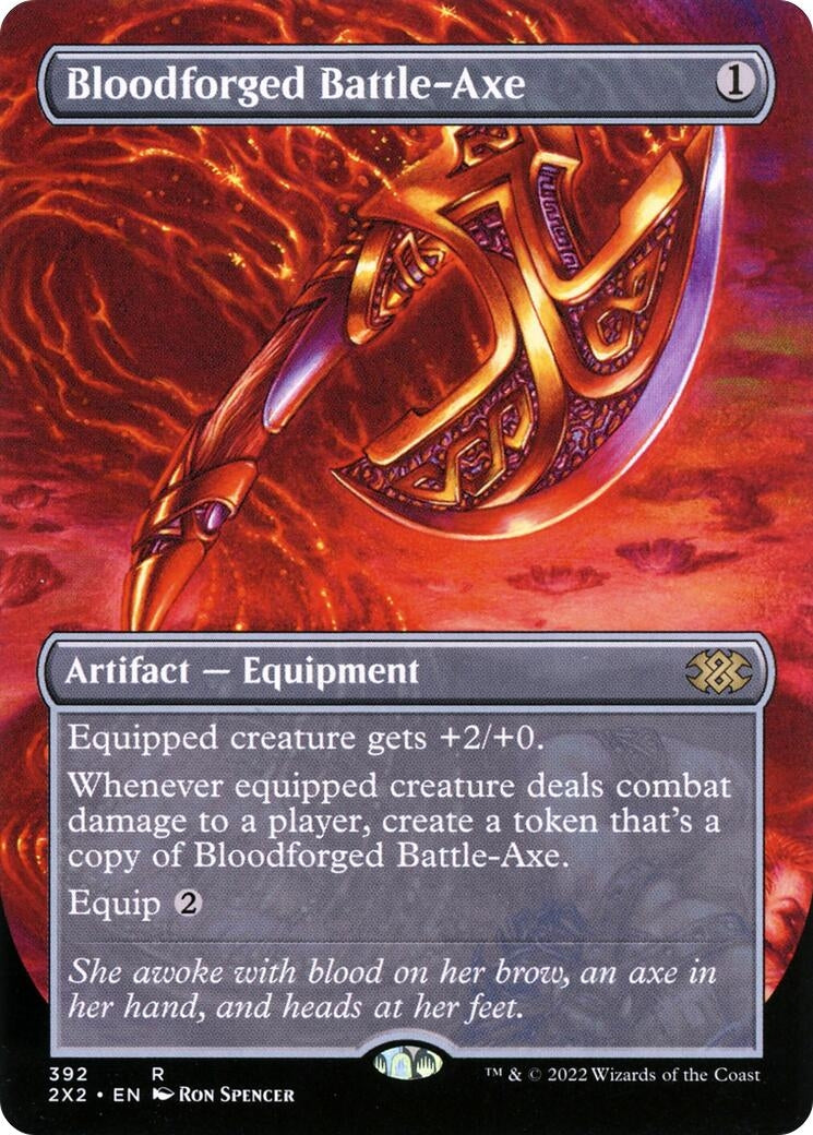 Bloodforged Battle-Axe (Borderless) (392) (Double Masters 2022)