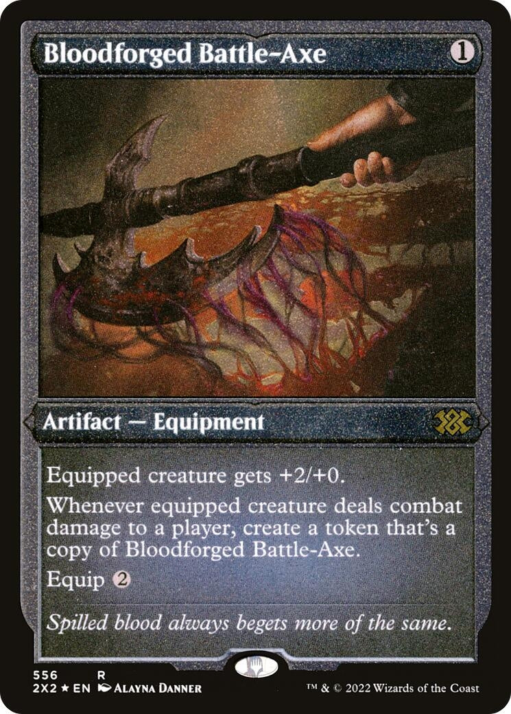 Bloodforged Battle-Axe (Foil Etched) (556) (Double Masters 2022)