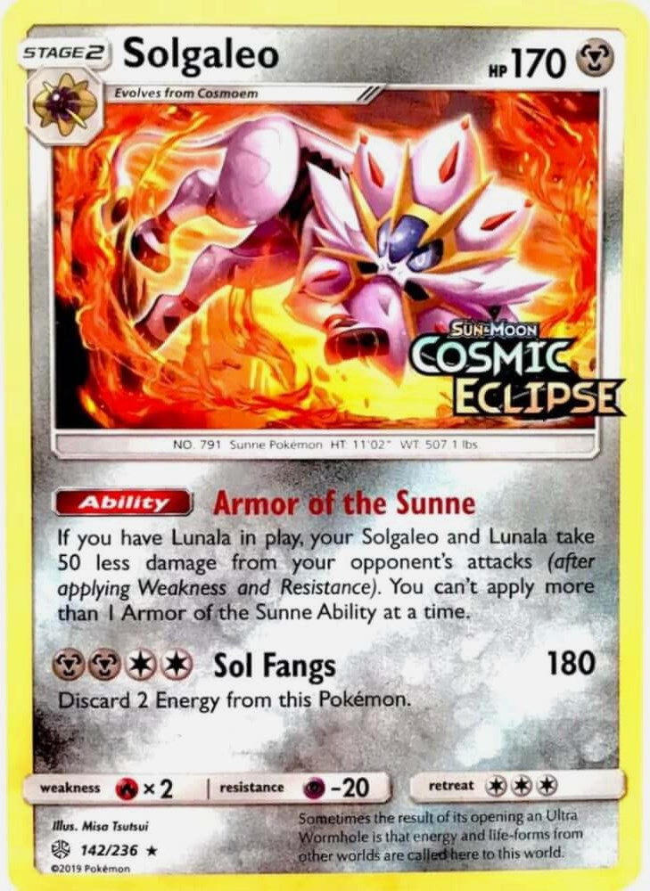 Image for Solgaleo - 142/236 (Cosmic Eclipse Stamped) (142/236) (Miscellaneous Cards & Products) - Pokemon