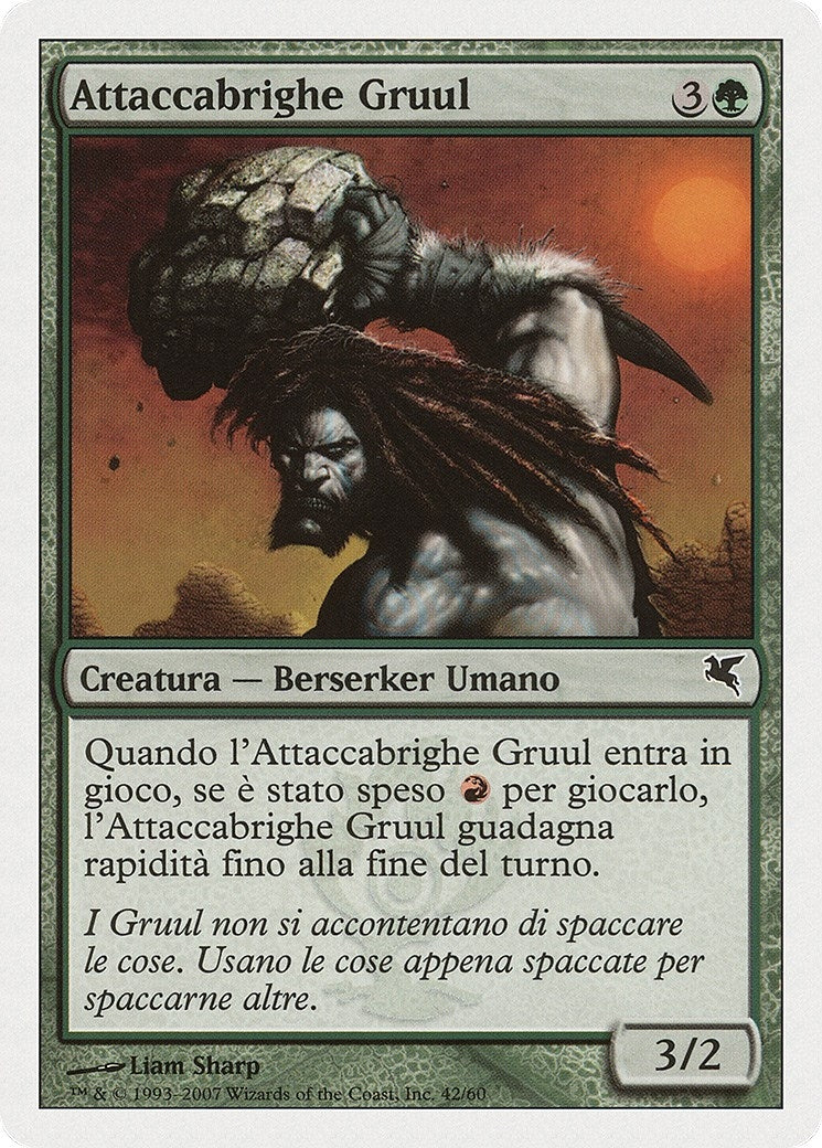 Gruul Scrapper (Italian) - "Attaccabrighe Gruul" (I42) (Magic Encyclopedia 2005 (Salvat/Hachette))