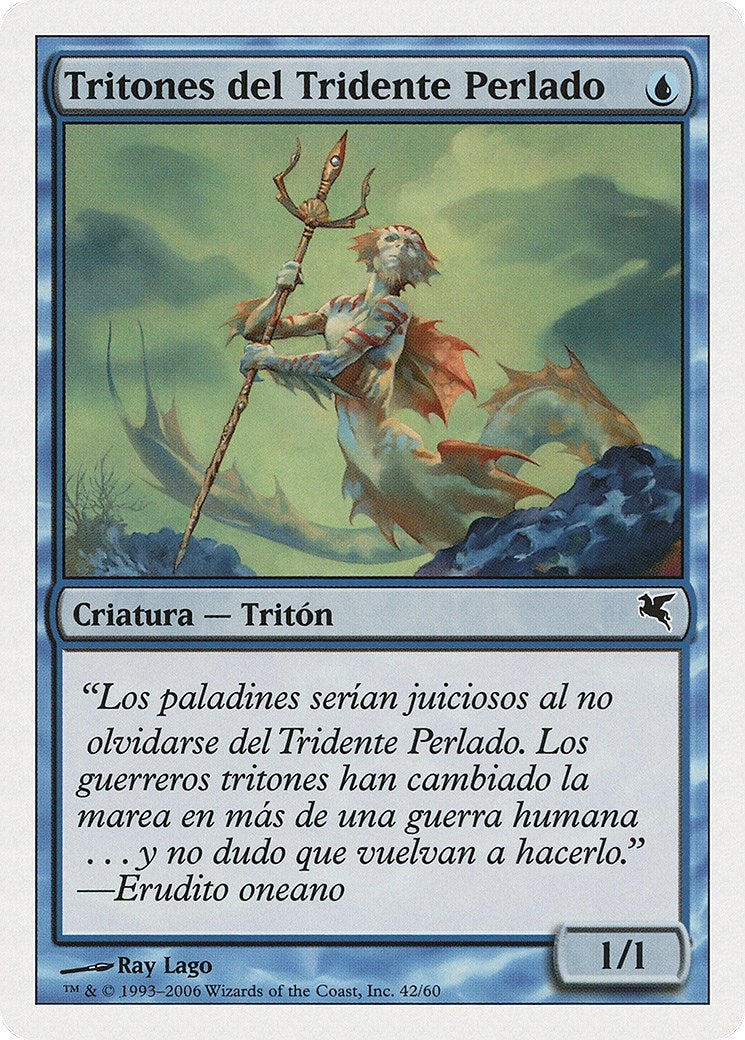Merfolk of the Pearl Trident (Spanish) - "Tritones del Tridente Perlado" (E42) (Magic Encyclopedia 2005 (Salvat/Hachette))