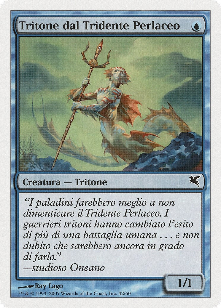 Merfolk of the Pearl Trident (Italian) - "Tritone dal Tridente Perlaceo" (E42) (Magic Encyclopedia 2005 (Salvat/Hachette))