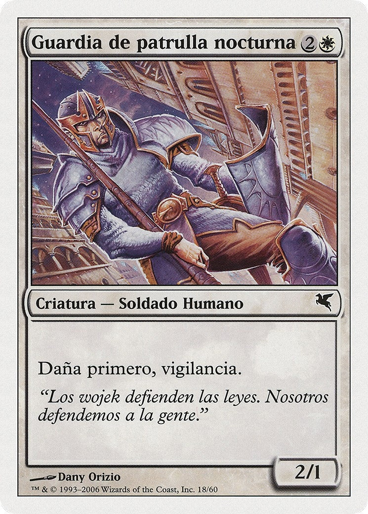 Nightguard Patrol (Spanish) - "Guardia de patrulla nocturna" (G18) (Magic Encyclopedia 2005 (Salvat/Hachette))