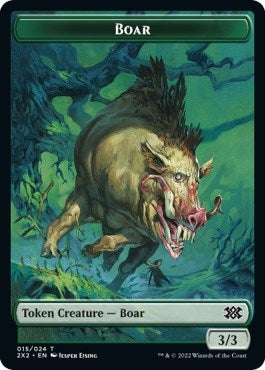 Boar // Monk Double-Sided Token (15 // 6) (Double Masters 2022)
