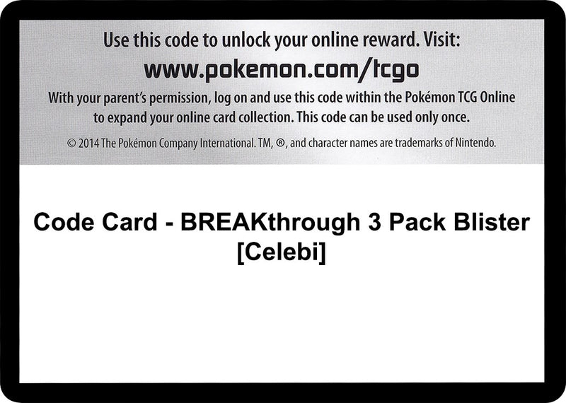 Image for Code Card - BREAKthrough 3 Pack Blister [Celebi] (XY - BREAKthrough) - Pokemon