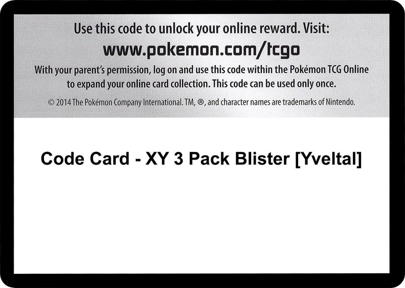 Image for Code Card - XY 3 Pack Blister [Yveltal] (XY - BREAKthrough) - Pokemon