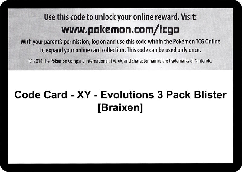 Image for Code Card - XY - Evolutions 3 Pack Blister [Braixen] (XY - Evolutions) - Pokemon