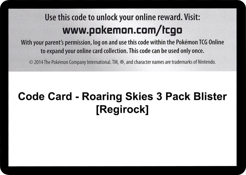 Image for Code Card - Roaring Skies 3 Pack Blister [Regirock] (XY - Roaring Skies) - Pokemon