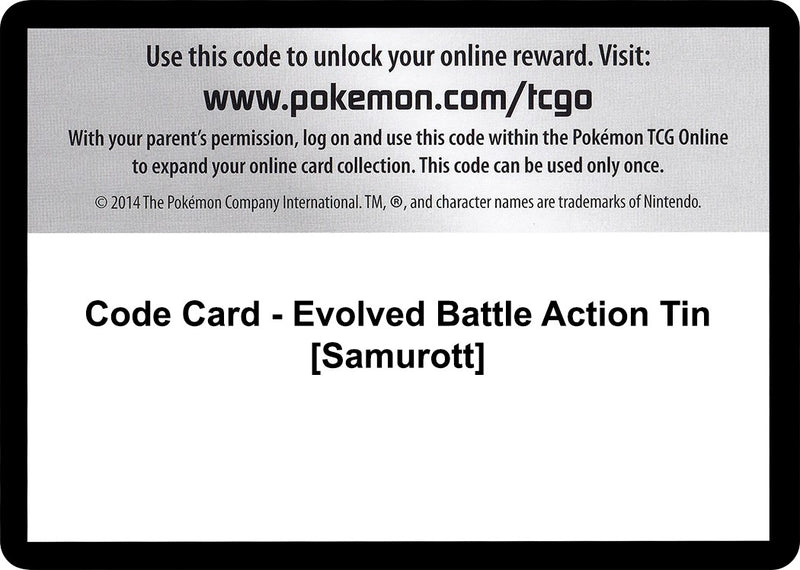 Image for Code Card - Evolved Battle Action Tin [Samurott] (Emerging Powers) - Pokemon