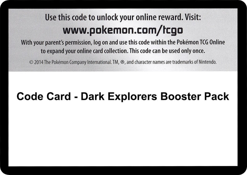 Image for Code Card - Dark Explorers Booster Pack (Dark Explorers) - Pokemon