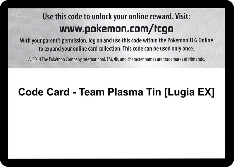 Image for Code Card - Team Plasma Tin [Lugia EX] (Plasma Blast) - Pokemon