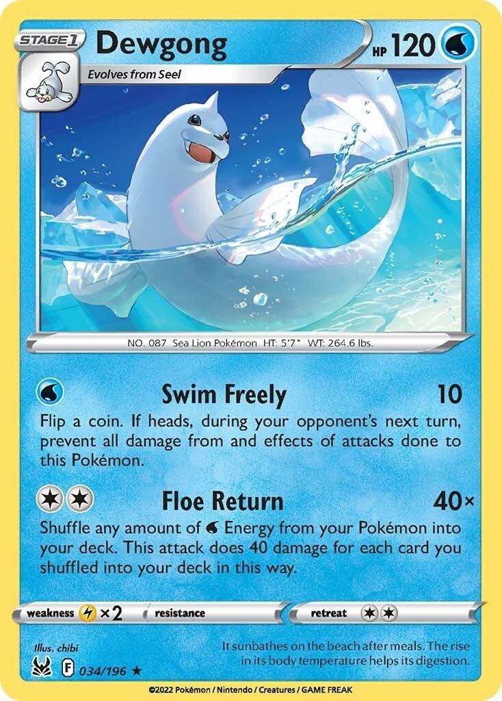 Image for Dewgong (034/196) (SWSH11: Lost Origin) - Pokemon