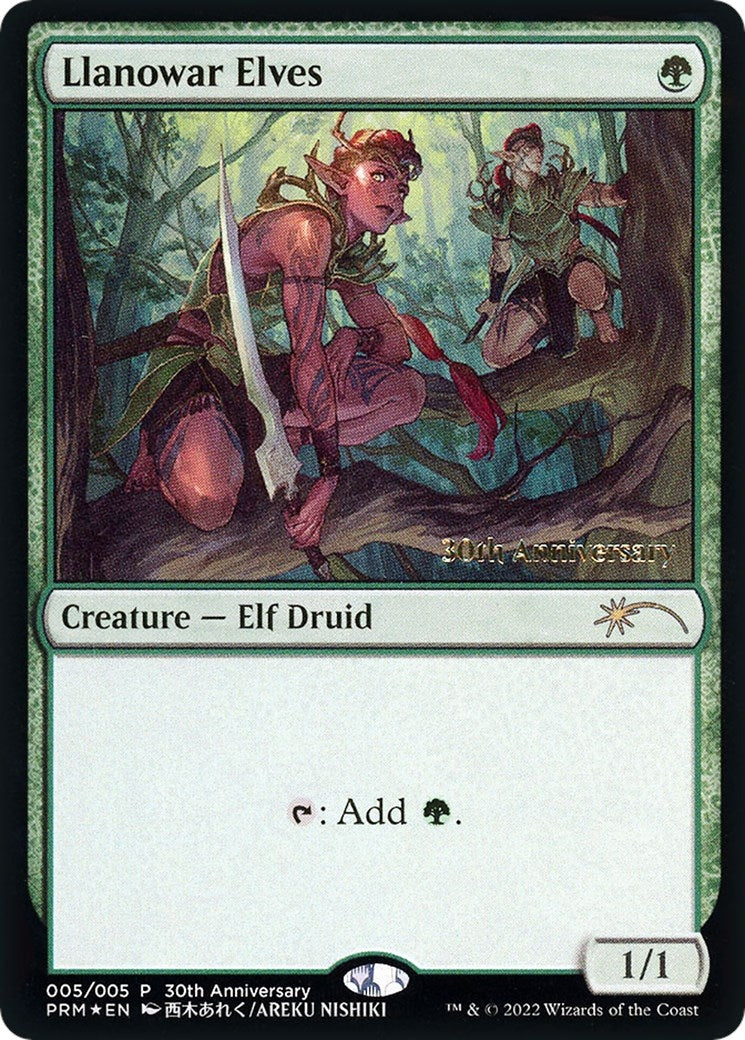 Llanowar Elves (5) (30th Anniversary Promos)