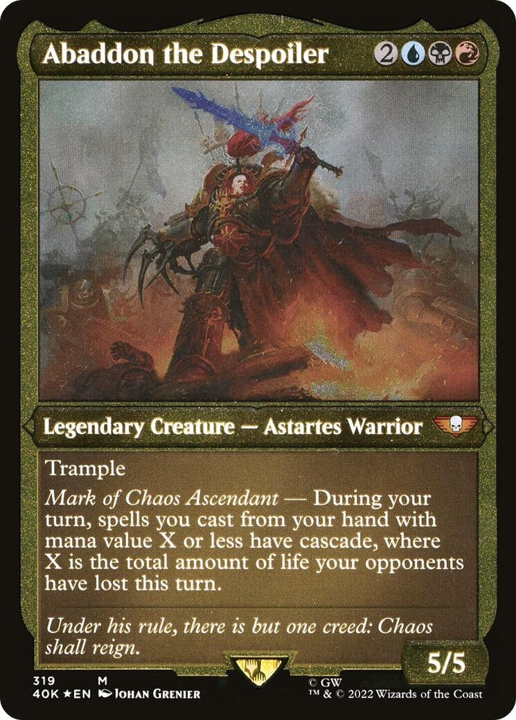 Abaddon the Despoiler (Display Commander) (Foil Etched) - Thick Stock (319) (Universes Beyond: Warhammer 40,000)