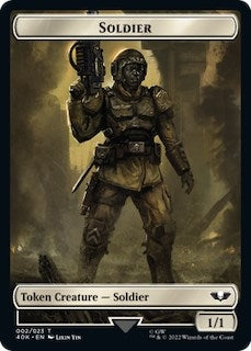 Soldier (002) // Space Marine Devastator Double-Sided Token (Surge Foil) (2 // 5) (Universes Beyond: Warhammer 40,000)