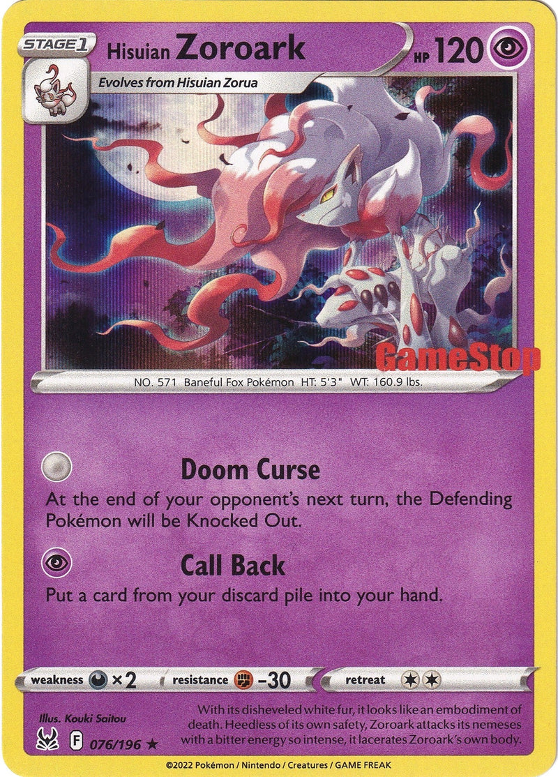 Image for Hisuian Zoroark - 076/196 (Gamestop Exclusive) (076/196) (Miscellaneous Cards & Products) - Pokemon