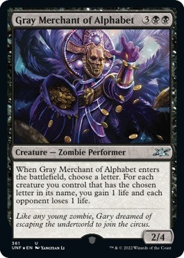 Gray Merchant of Alphabet (Galaxy Foil) (361) (Unfinity)
